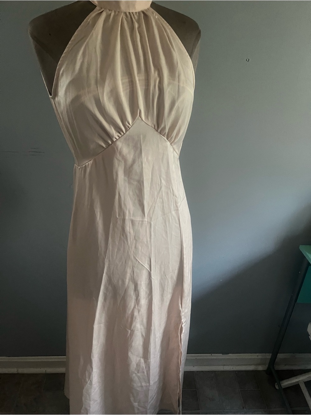 Elegant Cream Halter Maxi Dress